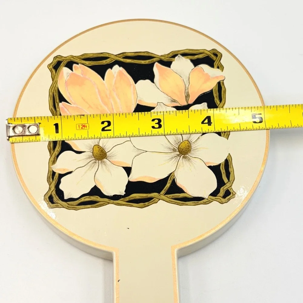 Vintage Otagiri Magnolia Double Hand Mirror MaryAnn Baker Japanese Lacquerware l